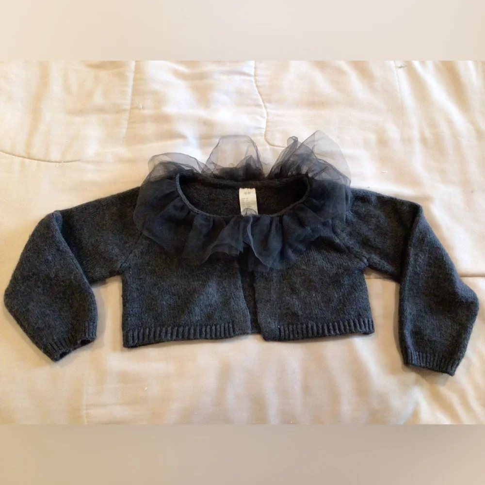 H&M - TULLE-COLLARED Cropped CARDIGAN